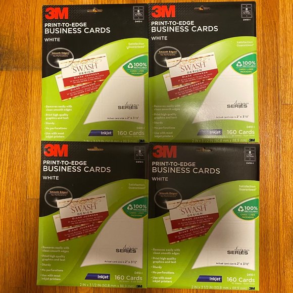 4 X 3M Print-To-Edge White Business Cards Smooth Edges Inkjet 160 Cards D410-I - Picture 11 of 11